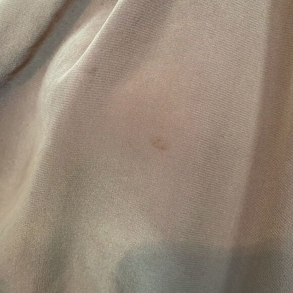 Vtg 70s/80s Jerri Sherman taupe pleated shoulder‎ drape neck long sleeved blouse - Picture 4 of 11